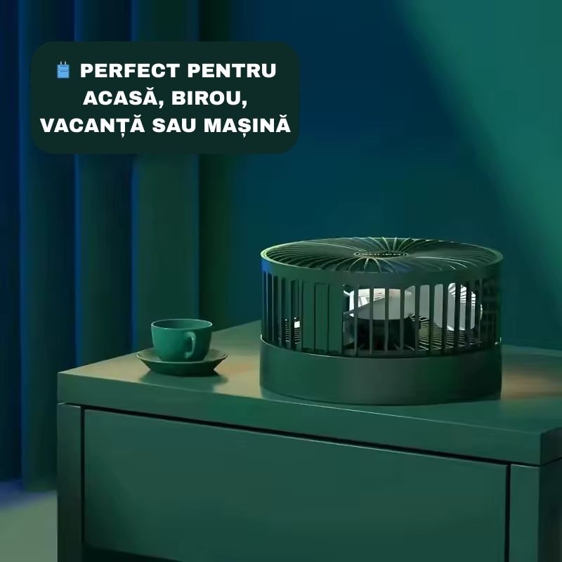 Ventilator portabil – 3 Viteze, incărcare USB, cap reglabil