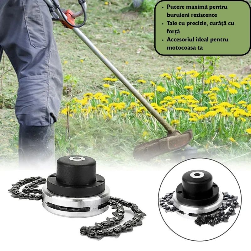 1+1 GRATIS - Accesoriu cu lant pentru motocoasa – Ideal pentru iarba tare si arbusti