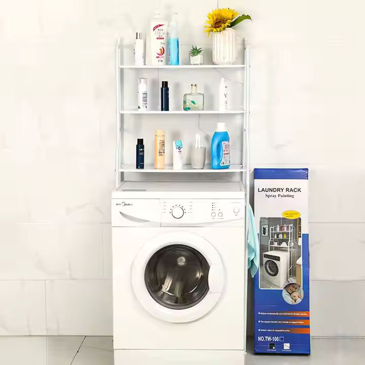 Raft organizator de baie cu 3 etajere – Ideal peste masina de spalat