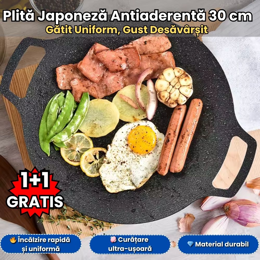 Plită Japoneză Antiaderentă 30 cm – Material Durabil, Gătit Uniform